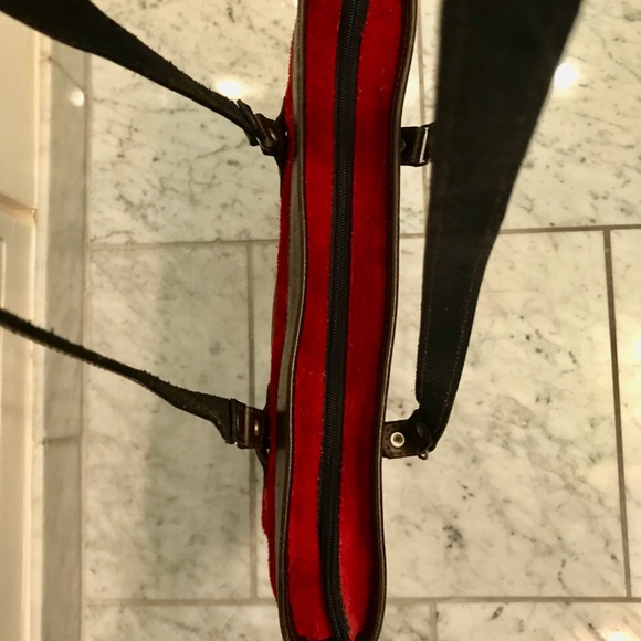 Red Suede with leather trim tote/shoulder bag - Picture 6 of 6